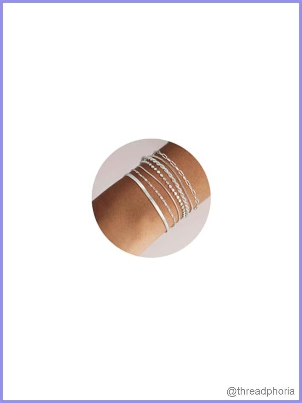 7pc Silver Plated Chain Bracelet Set Waterproof Dainty Stackable Jewelry